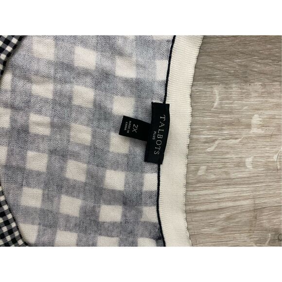 Talbots Black White Gingham Cardigan Button Up Blouse, Size 2X, MSRP $90 - Picture 7 of 8